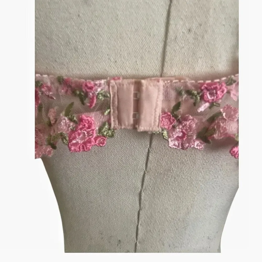 FFF Pink Plus Size Sheer Floral Bra & Panty Set Size 2X NWT